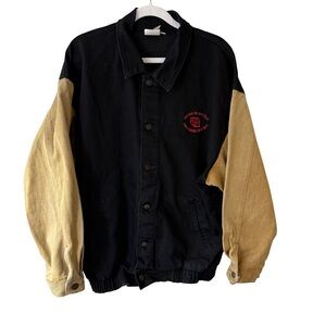 Vintage 90s Lonesome Dove The Outlaw Years Black &Tan Denim Crew Jacket Size M